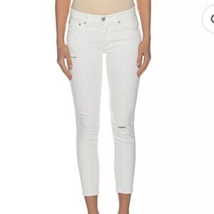 Moussy Vintage Velma Distressed Cropped Skinny Jeans White Size 27